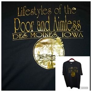 Stedman Black TeeShirt With Gold Graphic Design Des Moines Iowa XL 46 - 48